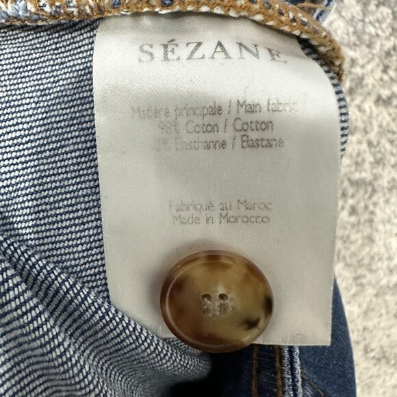 Sézane Jeans Womens 36 Blue High Rise Wide Leg Button Fly Denim Patch Pockets - Picture 9 of 10